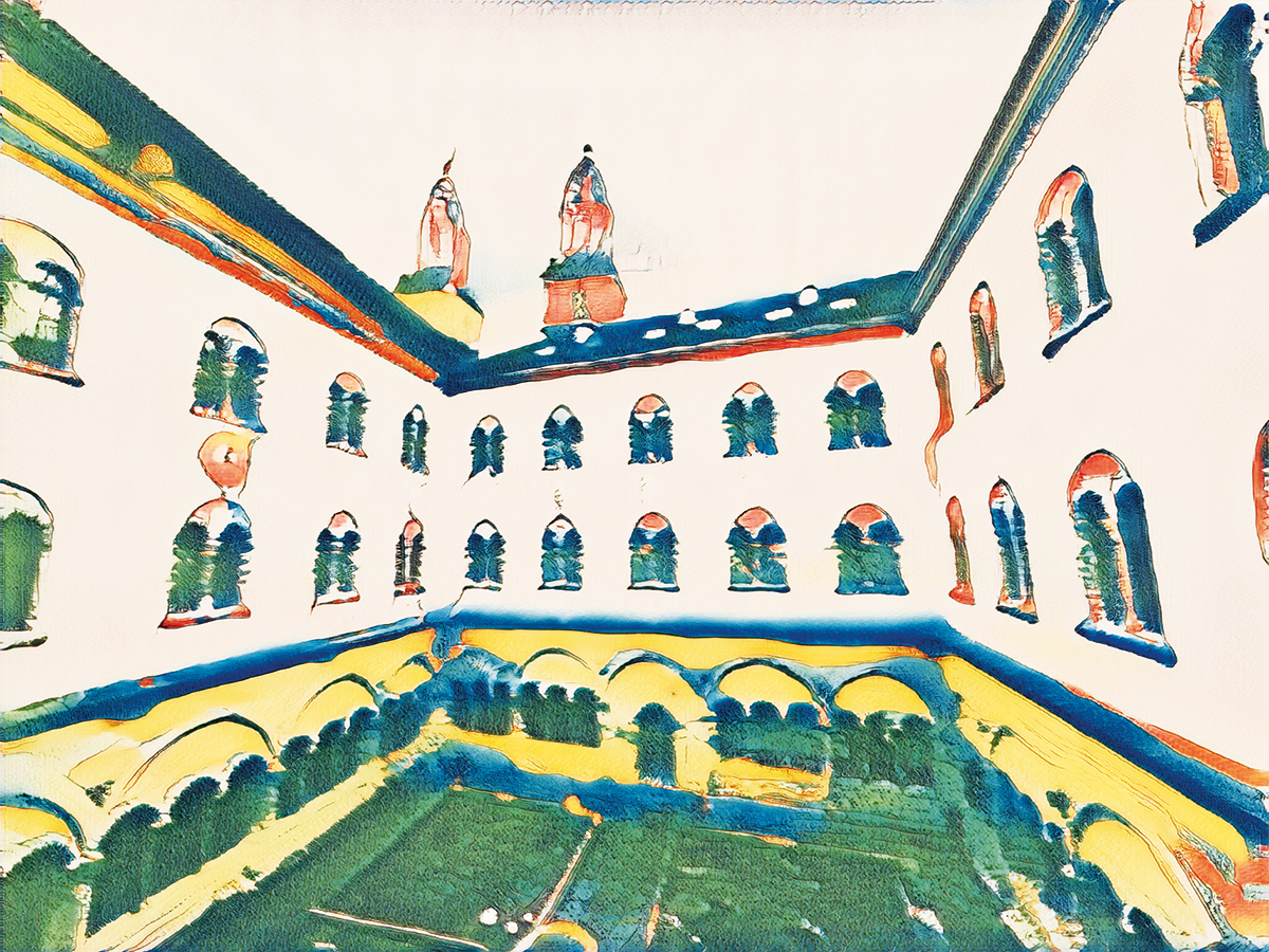 Kreuzgang der Theologischen Fakultät, Illustration von Andi Gredig